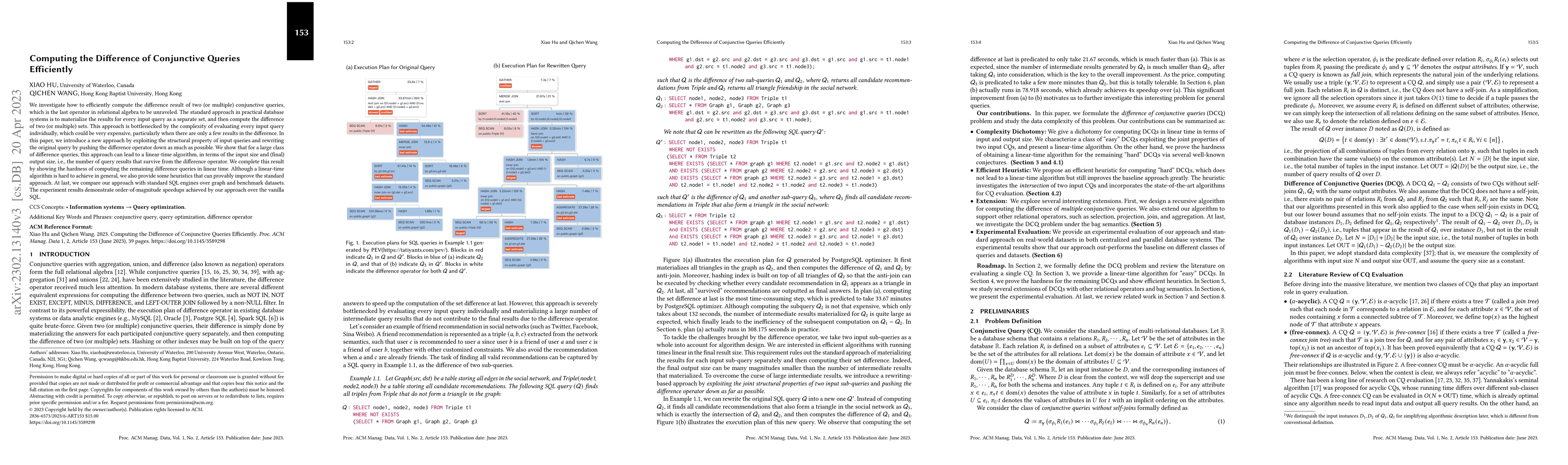 Thumbnail for Computing the Difference of Conjunctive Queries Efficiently