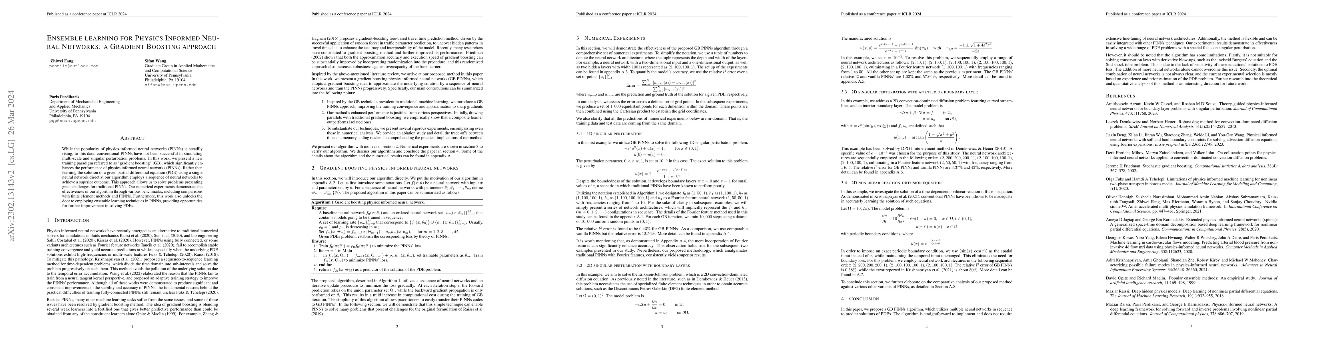 Thumbnail for Ensemble learning for Physics Informed Neural Networks: a Gradient
  Boosting approach