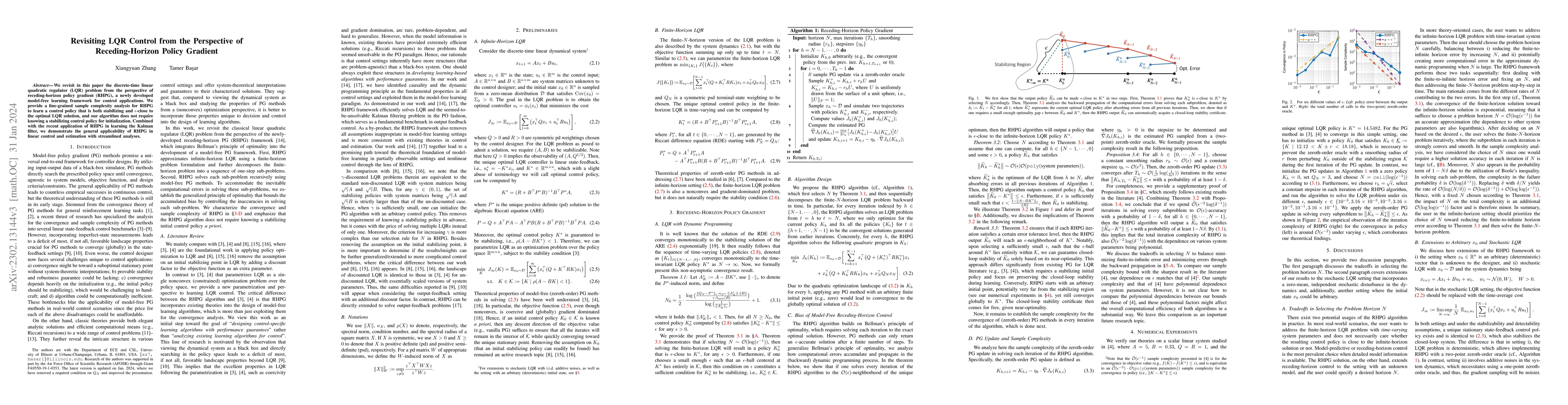 Thumbnail for Revisiting LQR Control from the Perspective of Receding-Horizon Policy
  Gradient