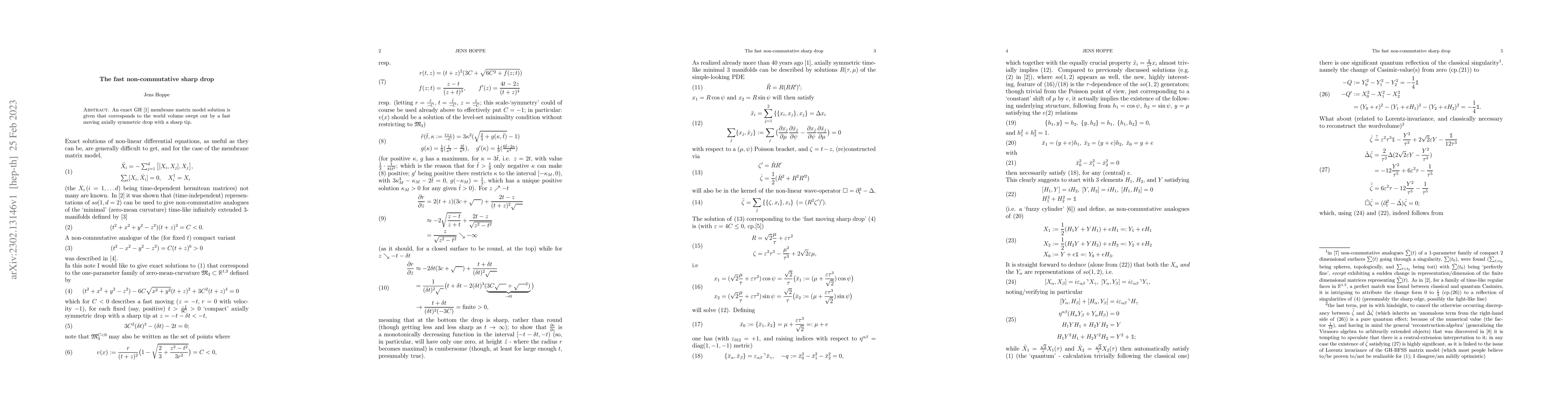 Thumbnail for The fast non-commutative sharp drop