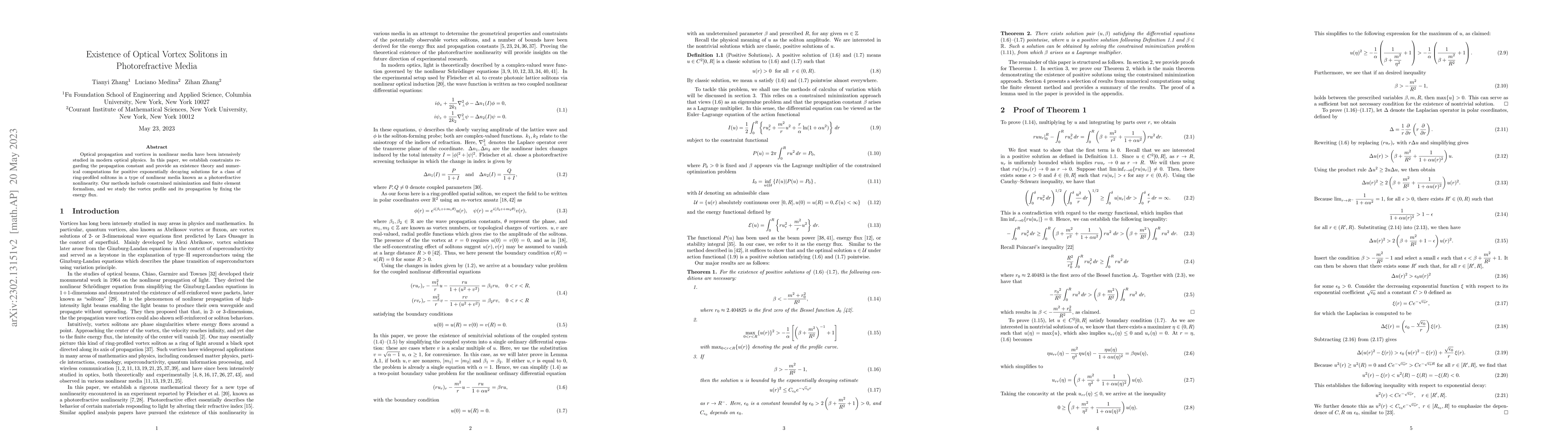 Thumbnail for Existence of Optical Vortex Solitons in Photorefractive Media