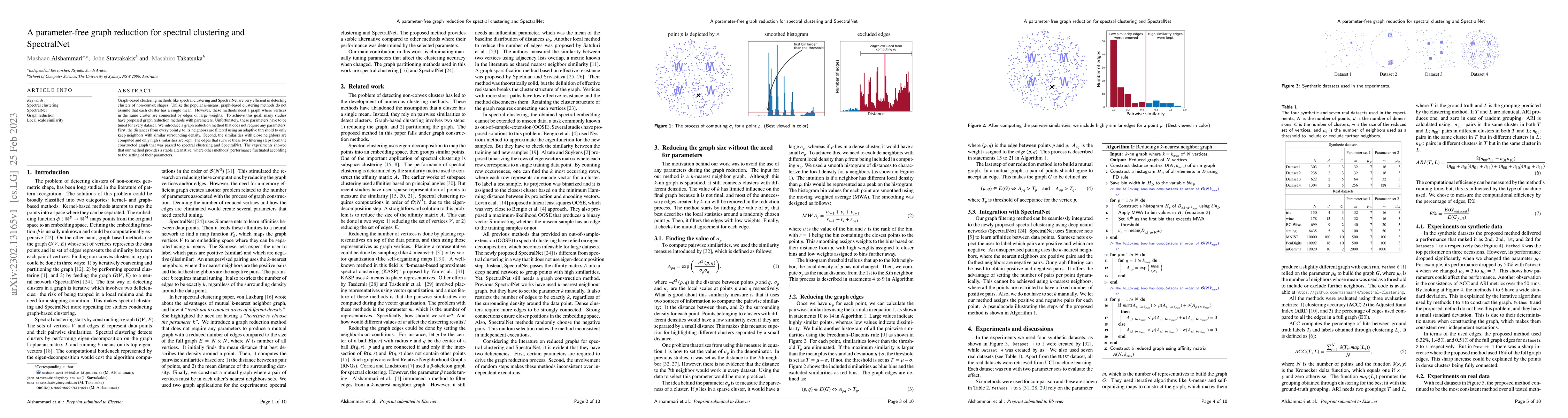 Thumbnail for A parameter-free graph reduction for spectral clustering and SpectralNet