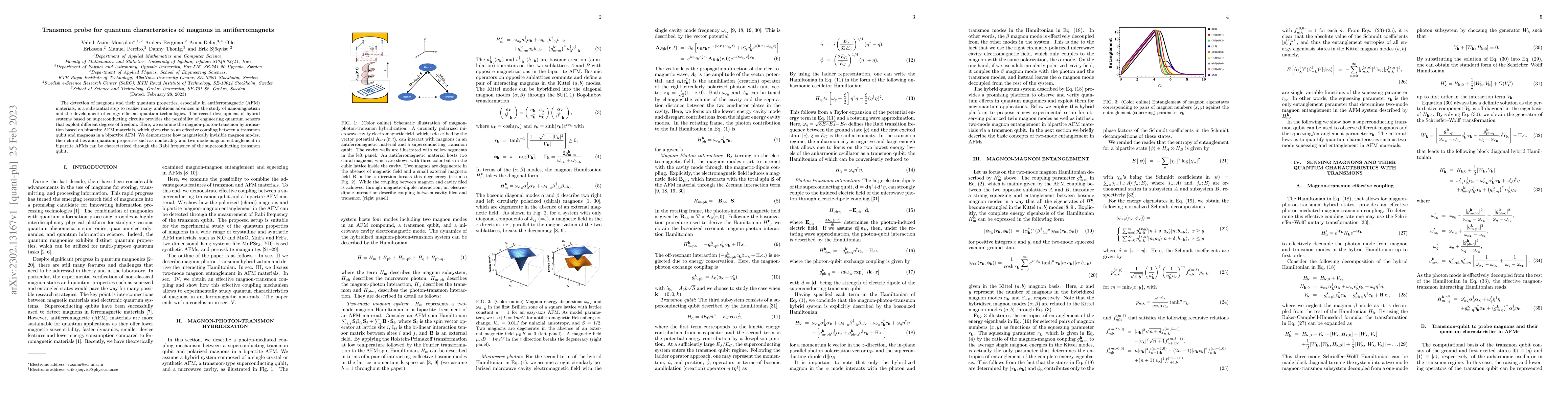 Thumbnail for Transmon probe for quantum characteristics of magnons in
  antiferromagnets