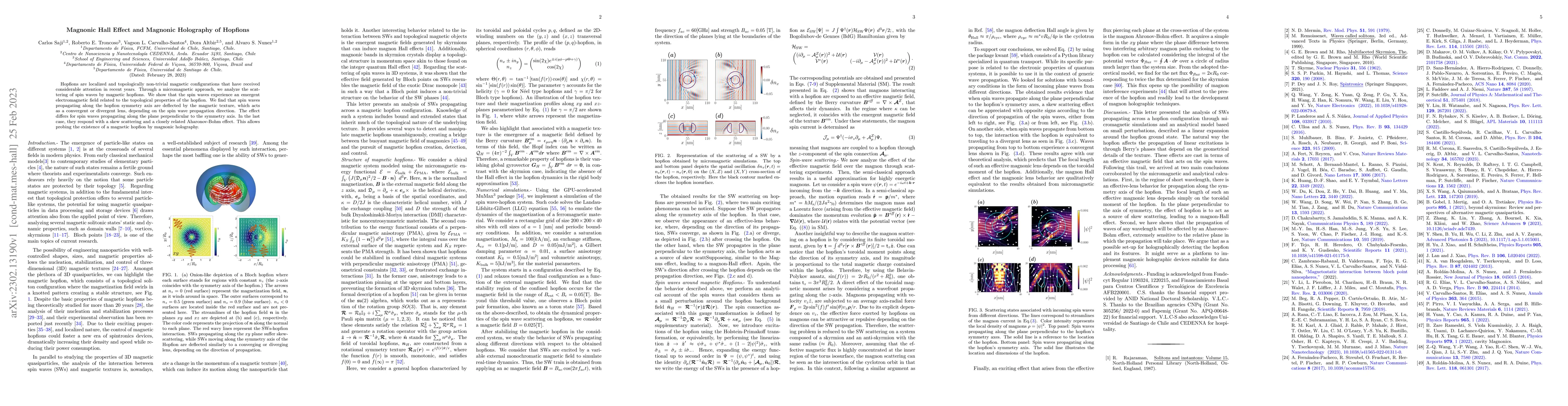 Thumbnail for Magnonic Hall Effect and Magnonic Holography of Hopfions