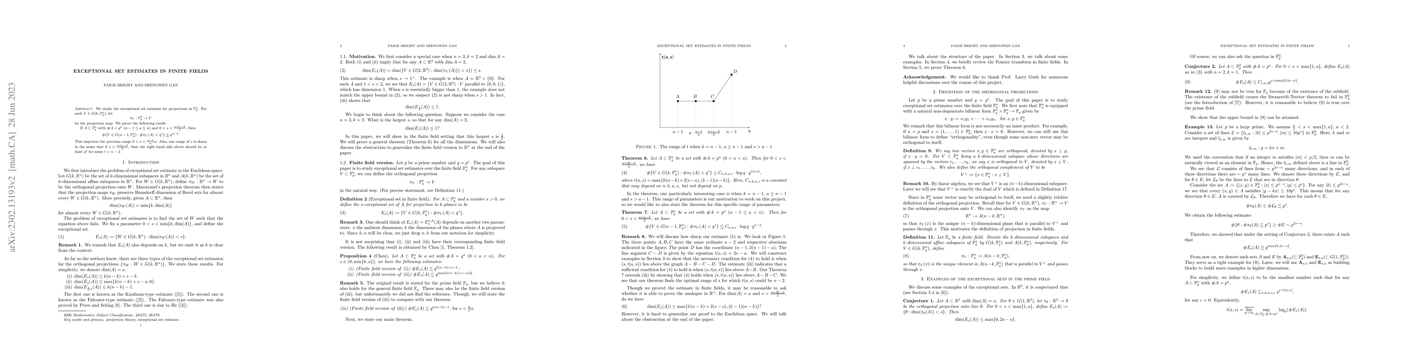 Thumbnail for Exceptional set estimates in finite fields