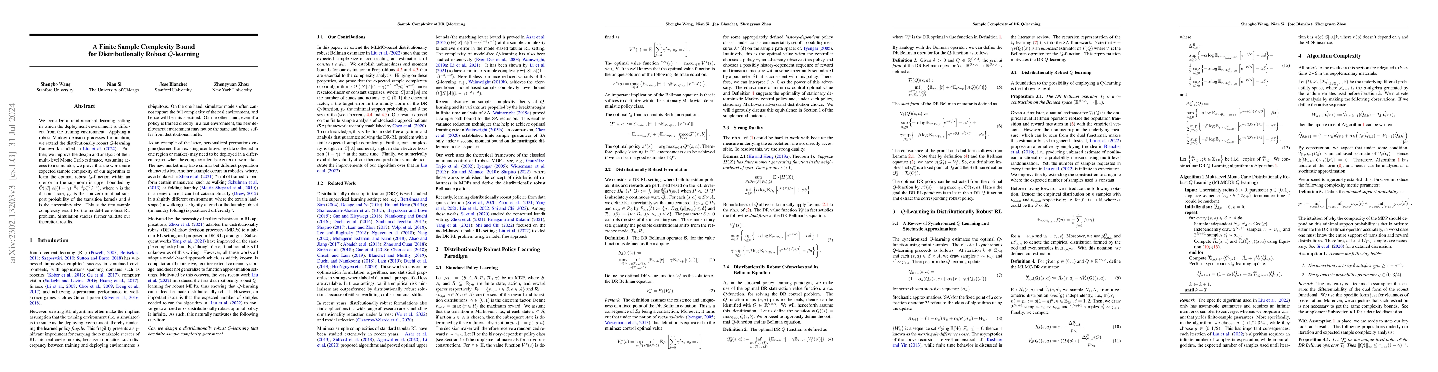 Thumbnail for A Finite Sample Complexity Bound for Distributionally Robust Q-learning
