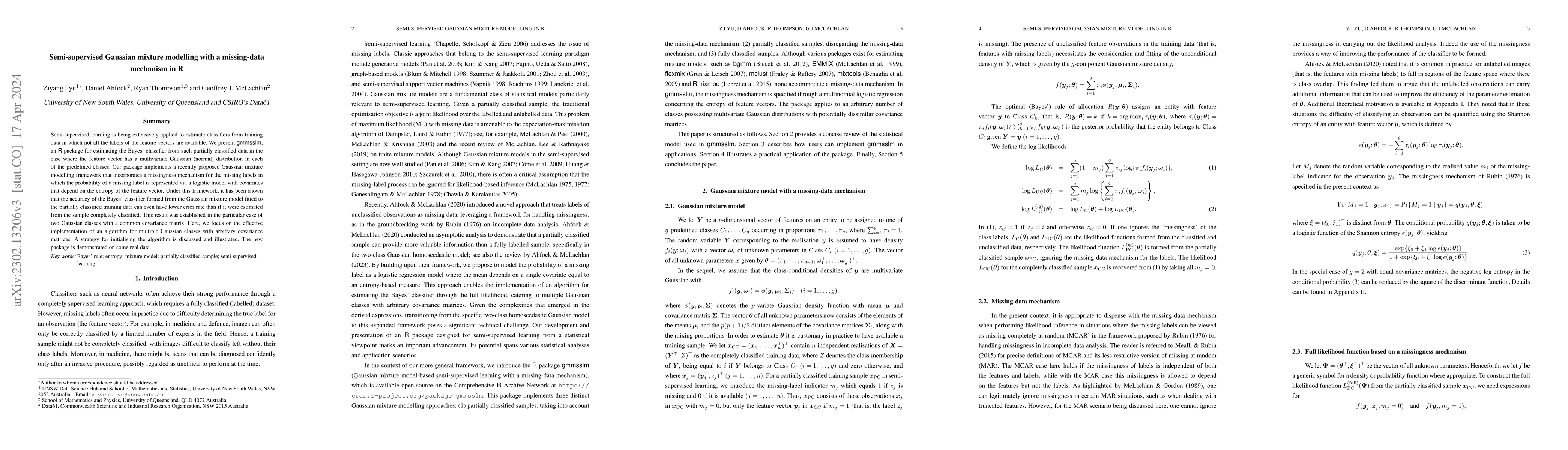 Thumbnail for Semi-supervised Gaussian mixture modelling with a missing-data mechanism
  in R