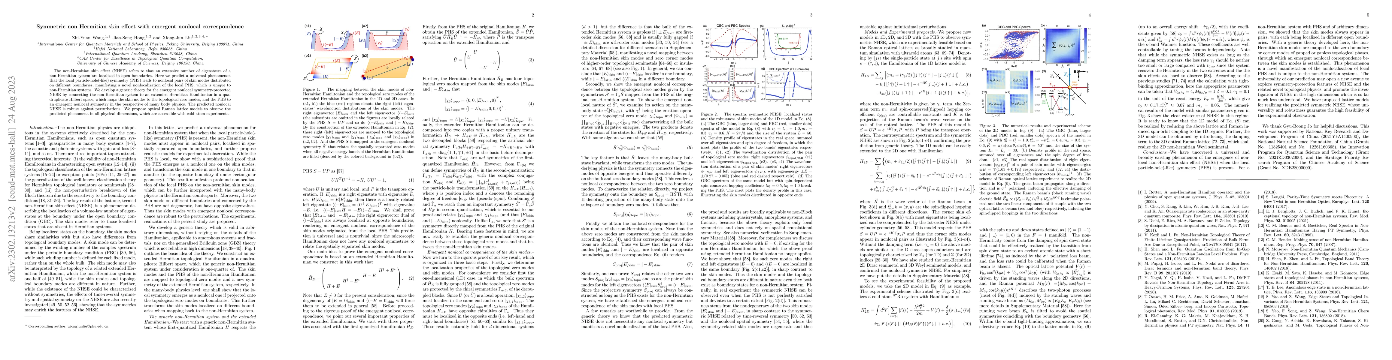 Thumbnail for Symmetric non-Hermitian skin effect with emergent nonlocal
  correspondence