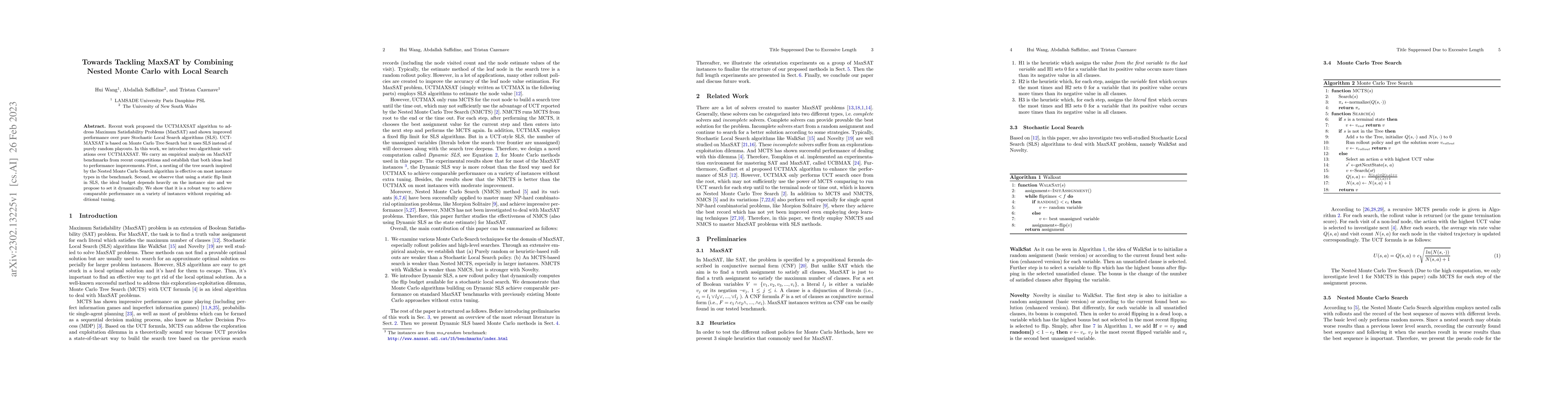 Thumbnail for Towards Tackling MaxSAT by Combining Nested Monte Carlo with Local
  Search