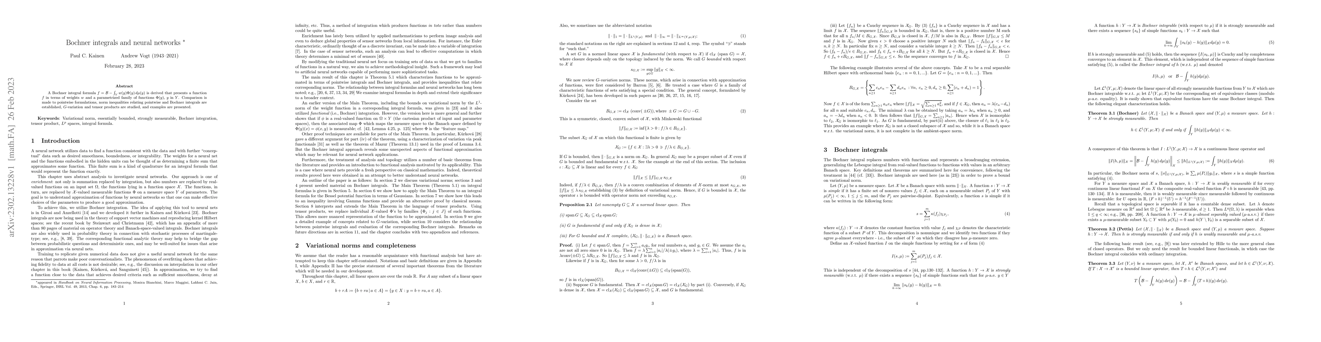 Thumbnail for Bochner integrals and neural networks