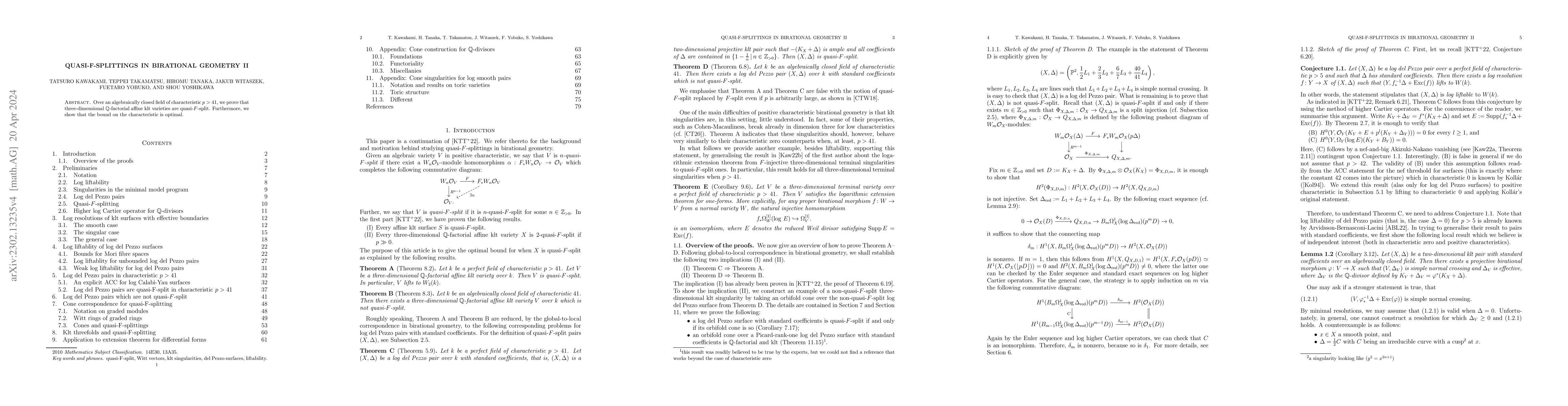 Thumbnail for Quasi-F-splittings in birational geometry II