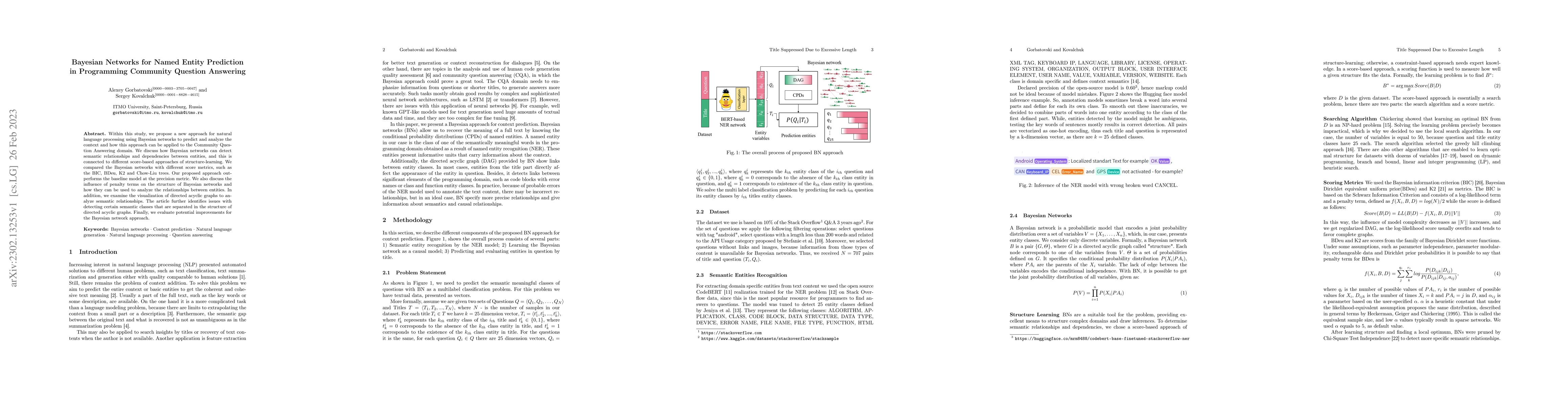Thumbnail for Bayesian Networks for Named Entity Prediction in Programming Community
  Question Answering