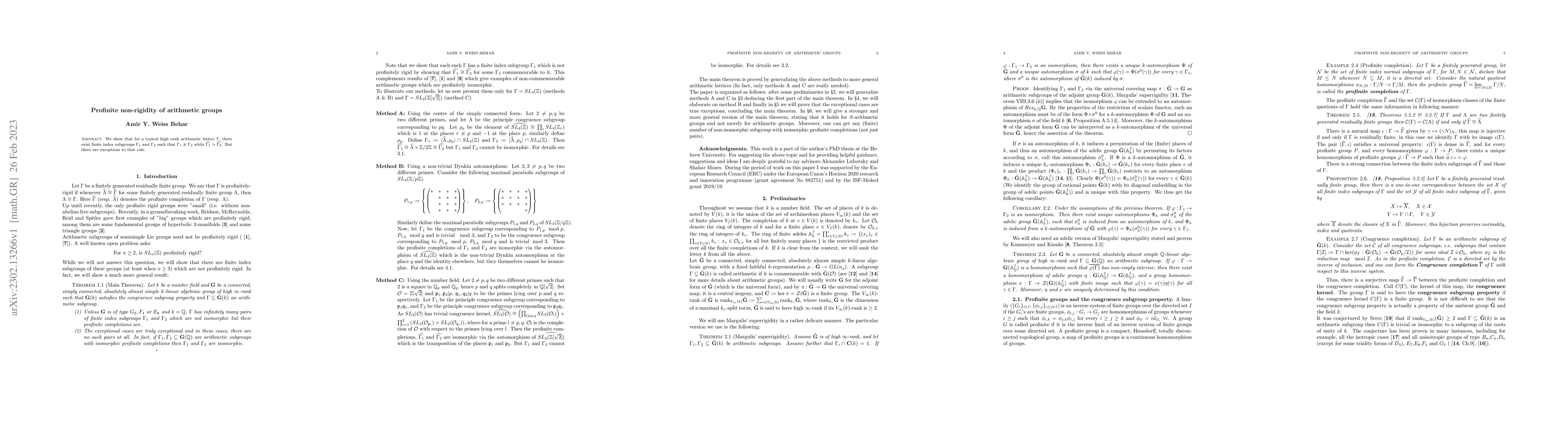 Thumbnail for Profinite non-rigidity of arithmetic groups