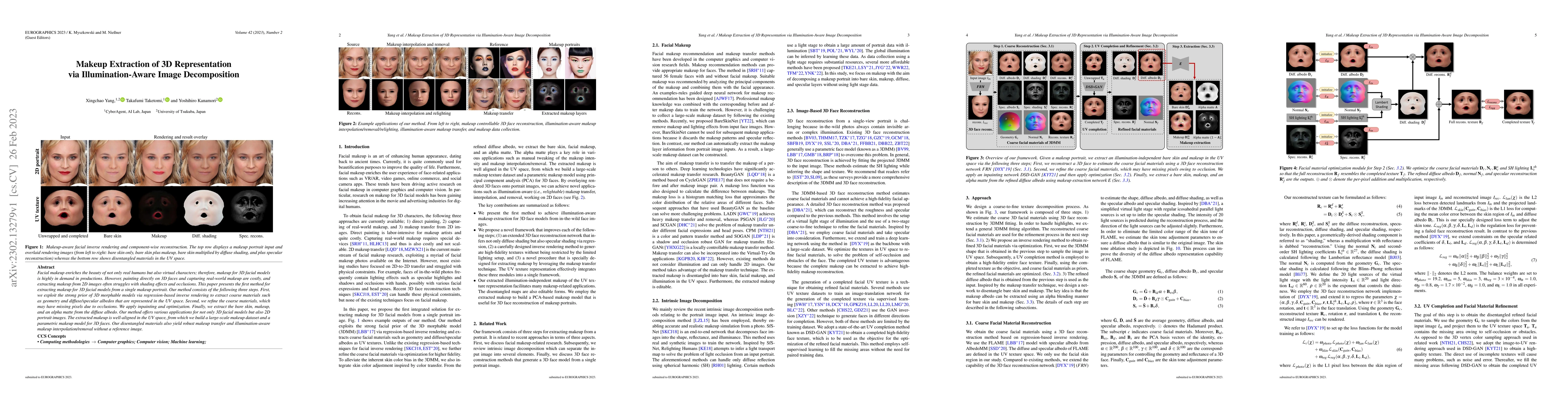 Thumbnail for Makeup Extraction of 3D Representation via Illumination-Aware Image
  Decomposition