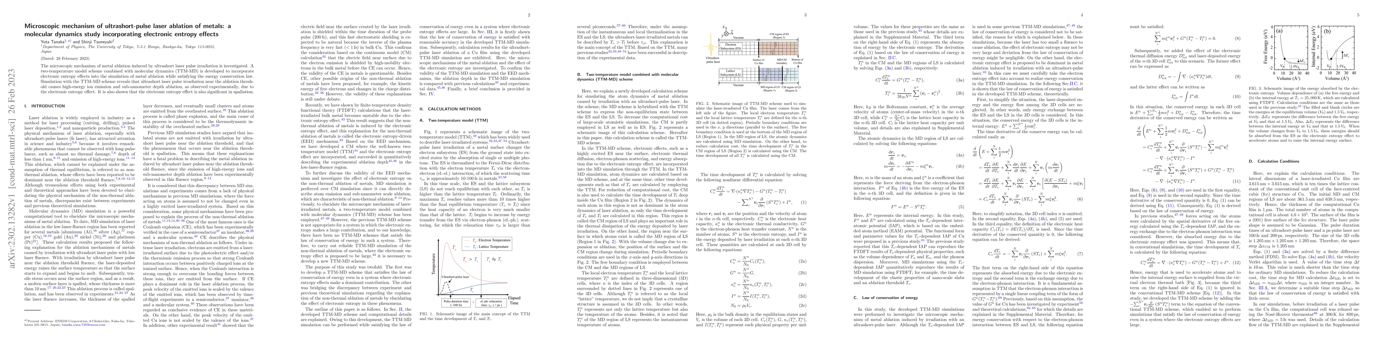 Thumbnail for Microscopic mechanism of ultrashort-pulse laser ablation of metals: a
  molecular dynamics study incorporating electronic entropy effects