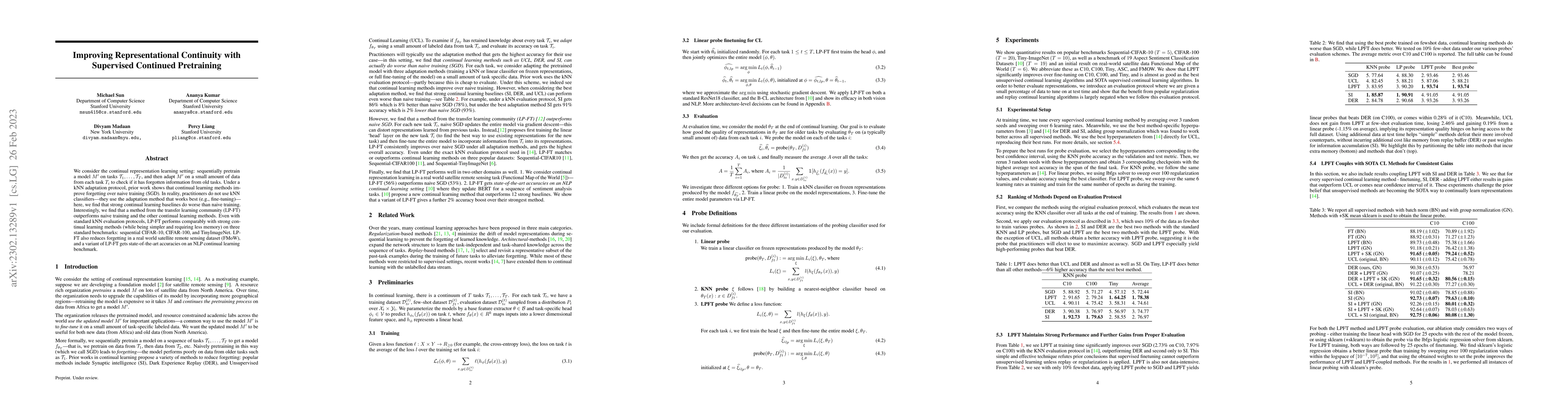 Thumbnail for Improving Representational Continuity via Continued Pretraining