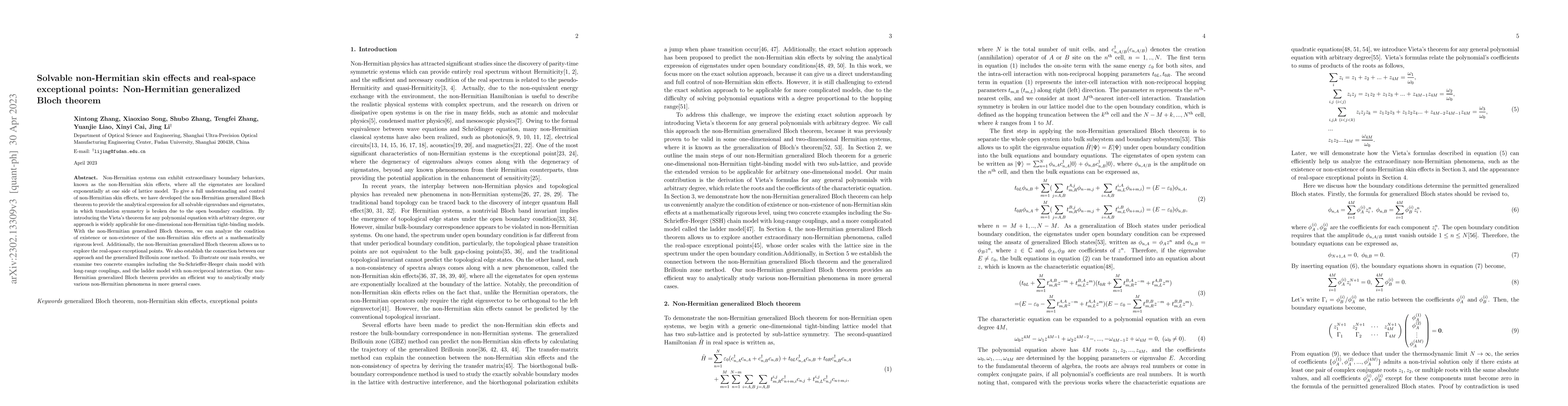 Thumbnail for Solvable non-Hermitian skin effects and real-space exceptional points:
  Non-Hermitian generalized Bloch theorem