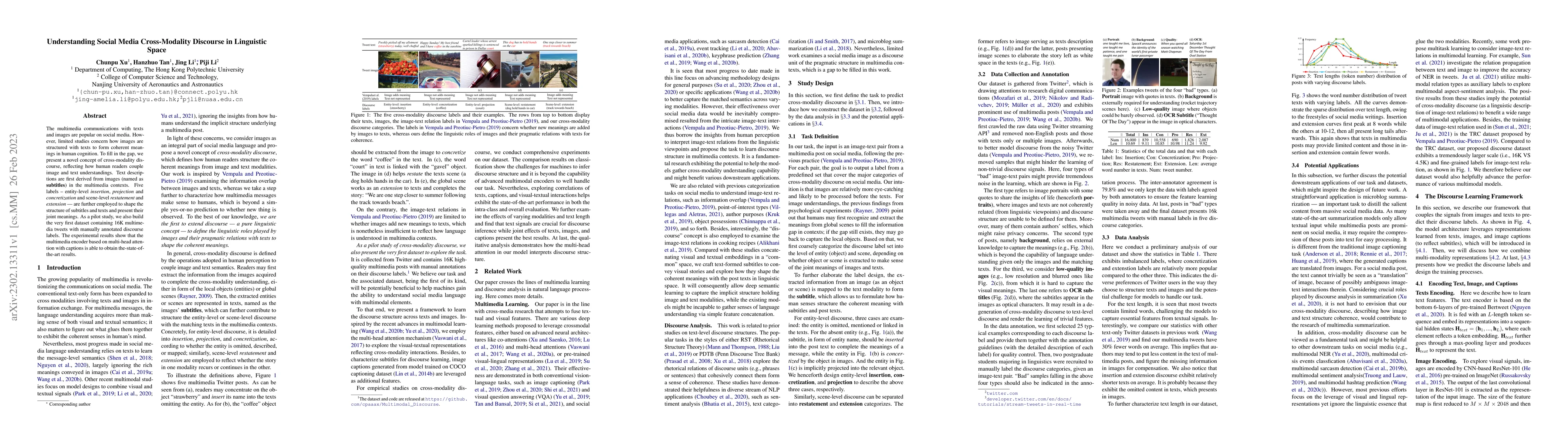 Thumbnail for Understanding Social Media Cross-Modality Discourse in Linguistic Space