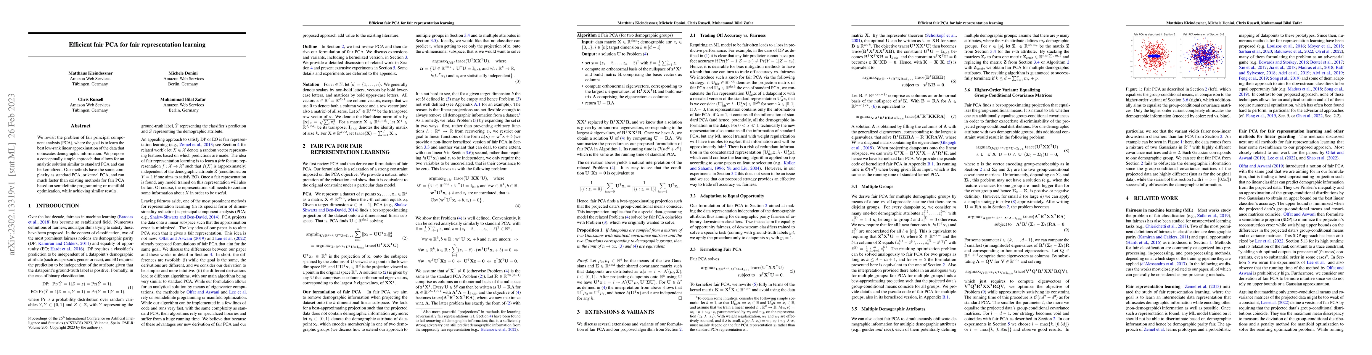 Thumbnail for Efficient fair PCA for fair representation learning