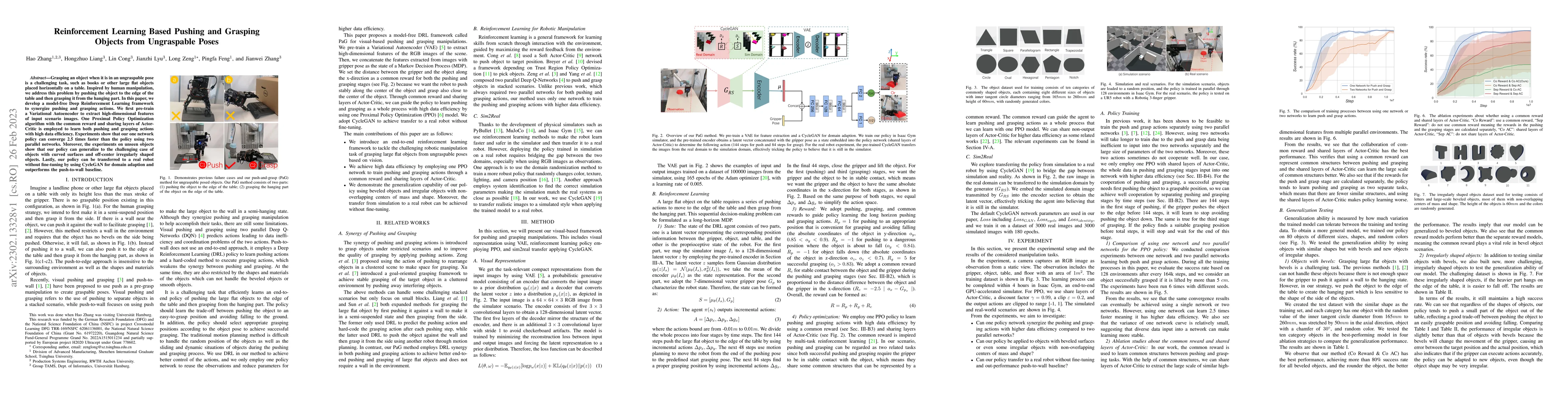 Thumbnail for Reinforcement Learning Based Pushing and Grasping Objects from
  Ungraspable Poses
