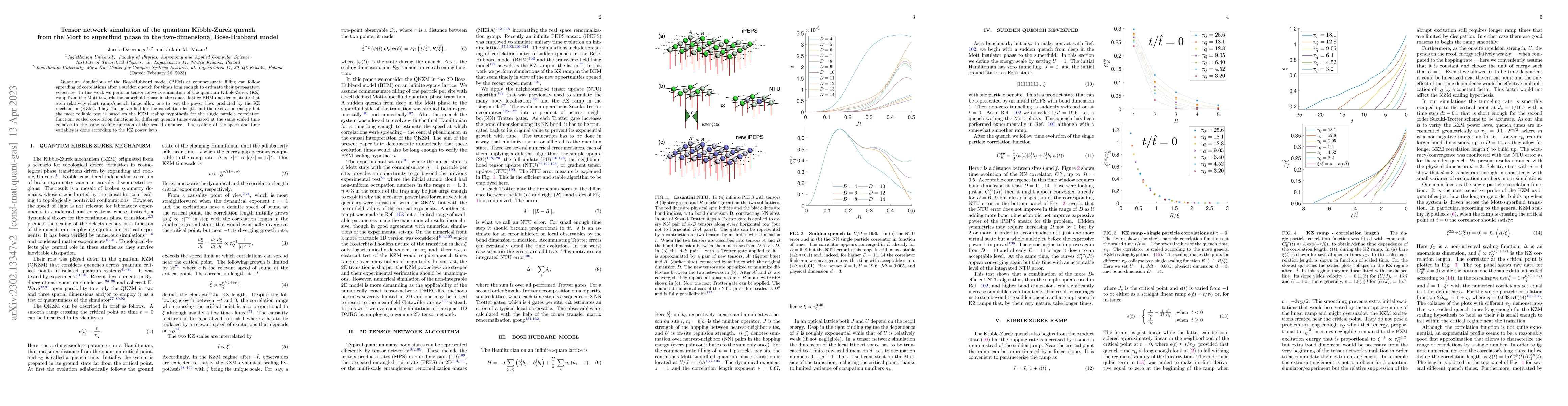 Thumbnail for Tensor network simulation of the quantum Kibble-Zurek quench from the
  Mott to superfluid phase in the two-dimensional Bose-Hubbard model