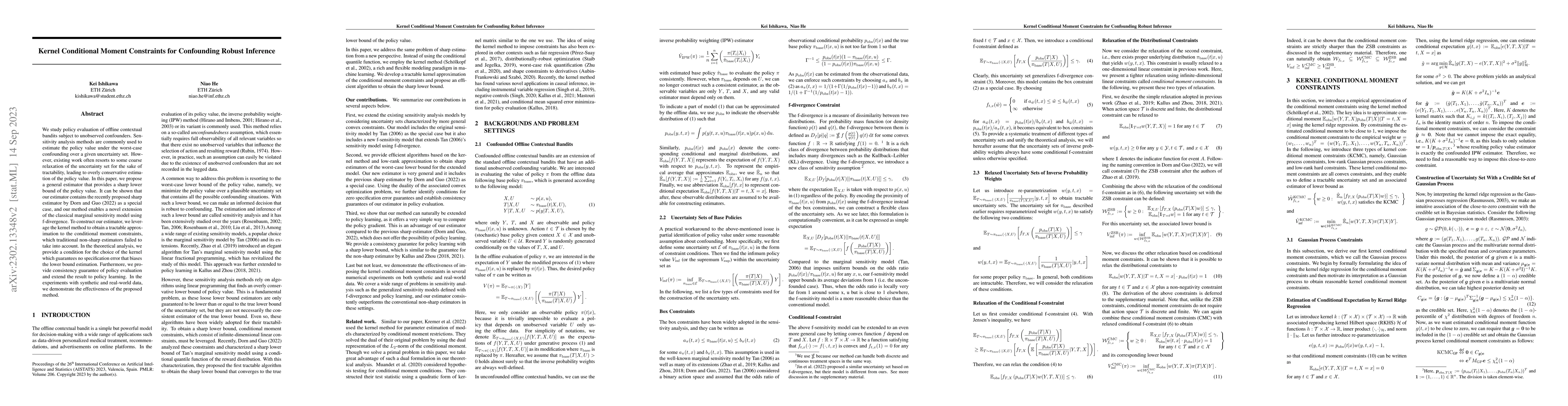 Thumbnail for Kernel Conditional Moment Constraints for Confounding Robust Inference