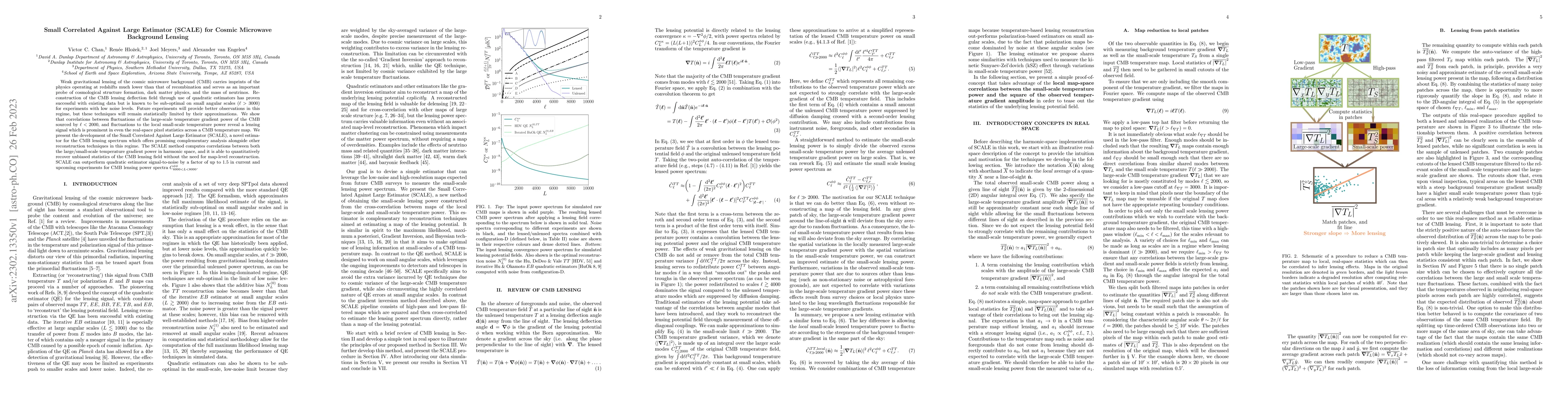 Thumbnail for Small Correlated Against Large Estimator (SCALE) for Cosmic Microwave
  Background Lensing