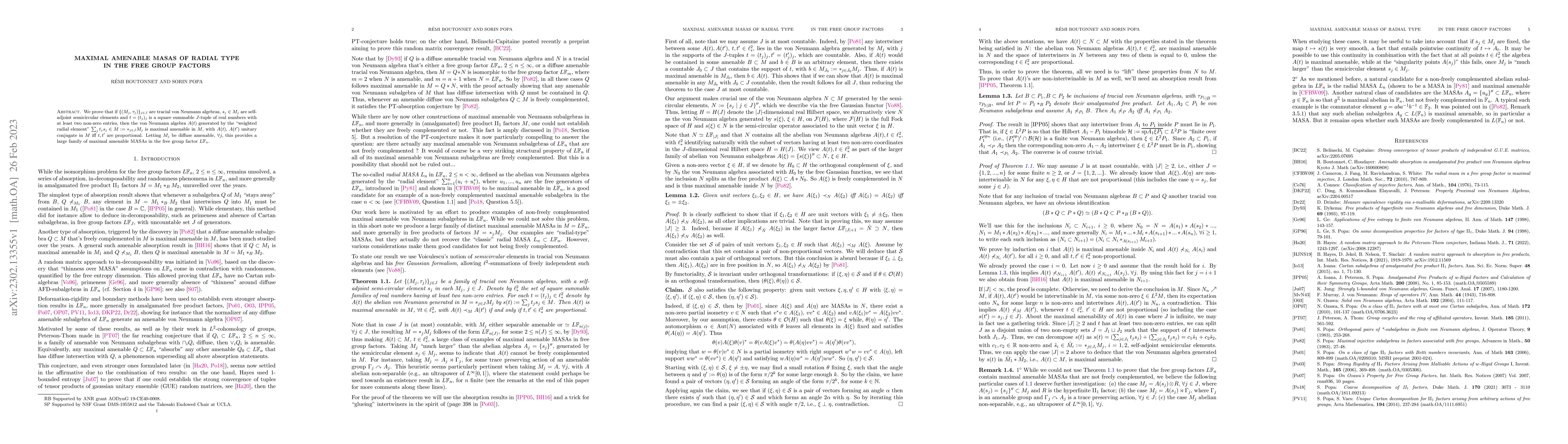 Thumbnail for Maximal amenable MASAs of radial type in the free group factors