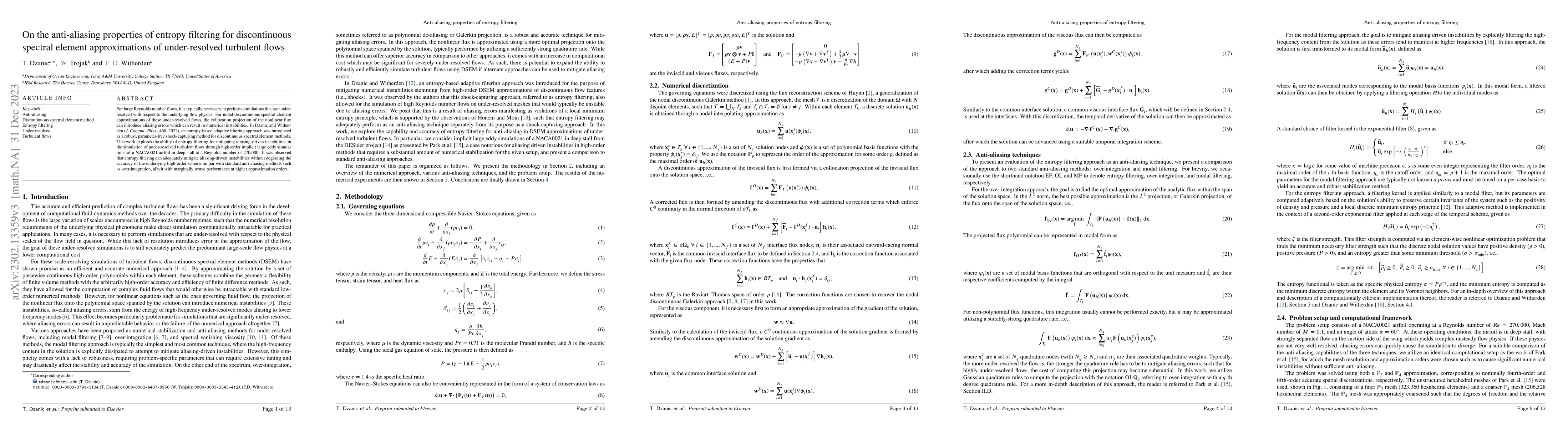 Thumbnail for On the anti-aliasing properties of entropy filtering for discontinuous
  spectral element approximations of under-resolved turbulent flows