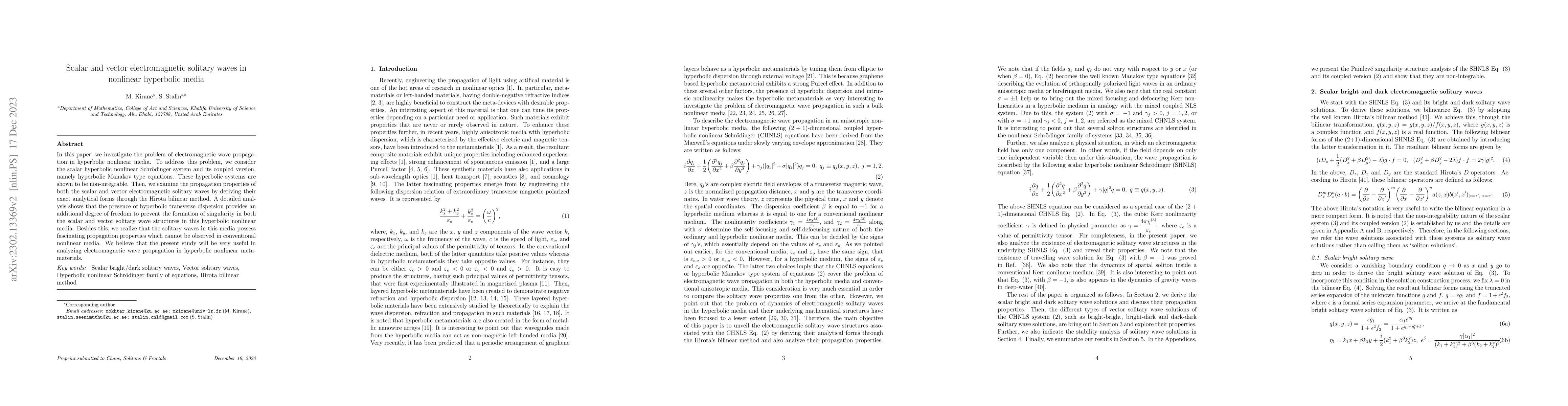 Thumbnail for Scalar and vector electromagnetic solitary waves in nonlinear hyperbolic
  media