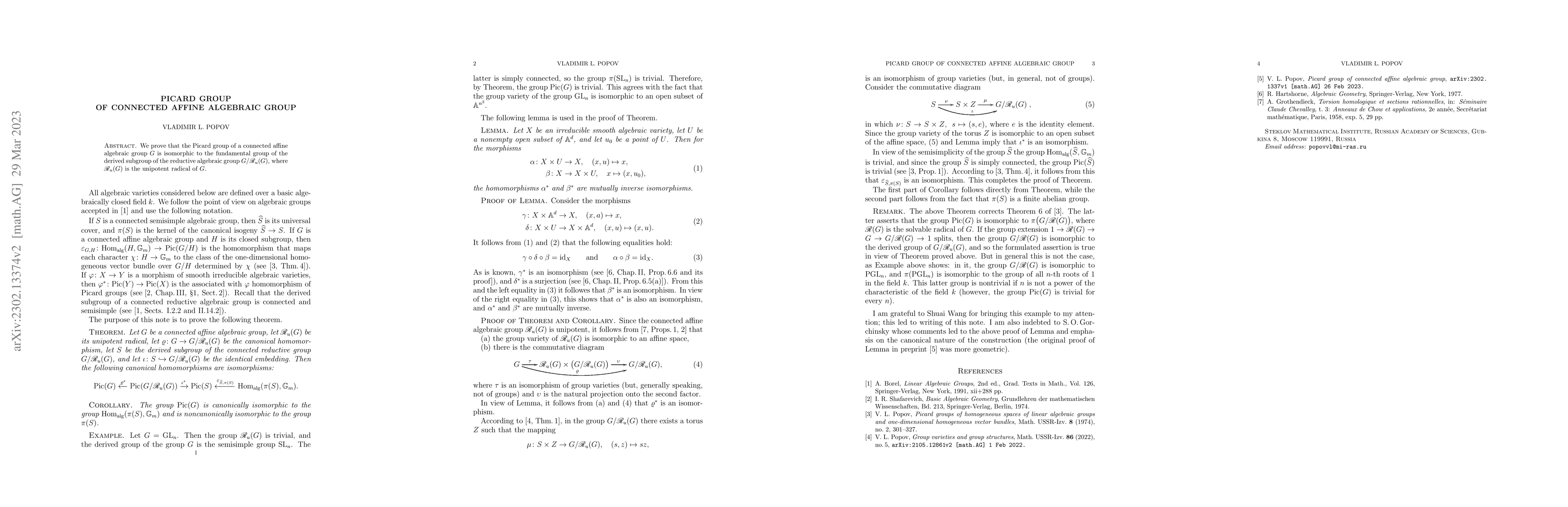 Thumbnail for Picard group of connected affine algebraic group