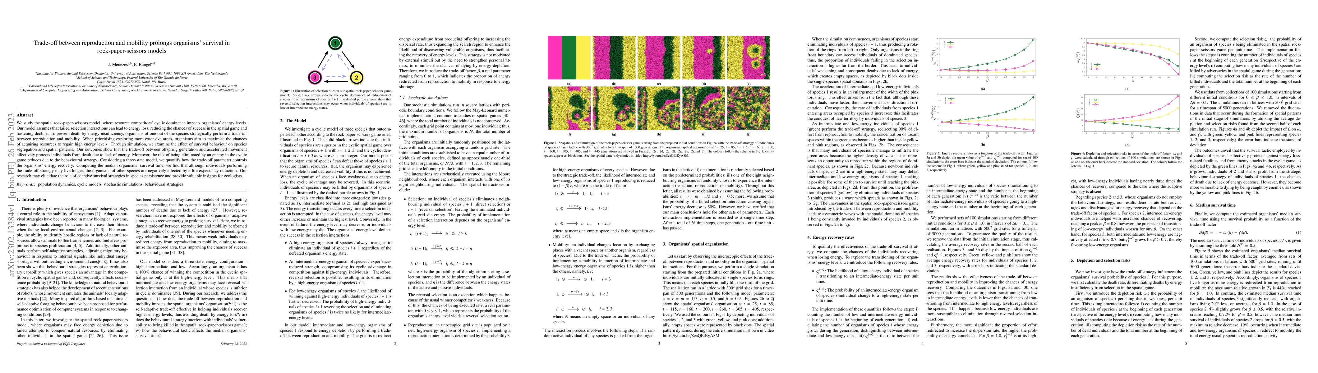 Thumbnail for Trade-off between reproduction and mobility prolongs organisms' survival
  in rock-paper-scissors models