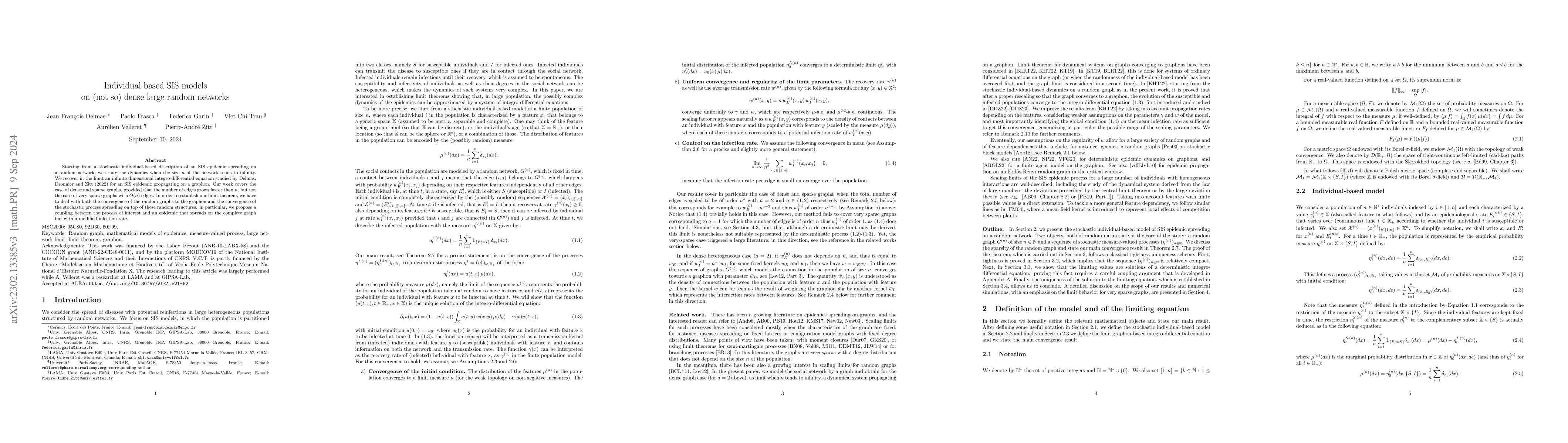 Thumbnail for Individual based SIS models on (not so) dense large random networks