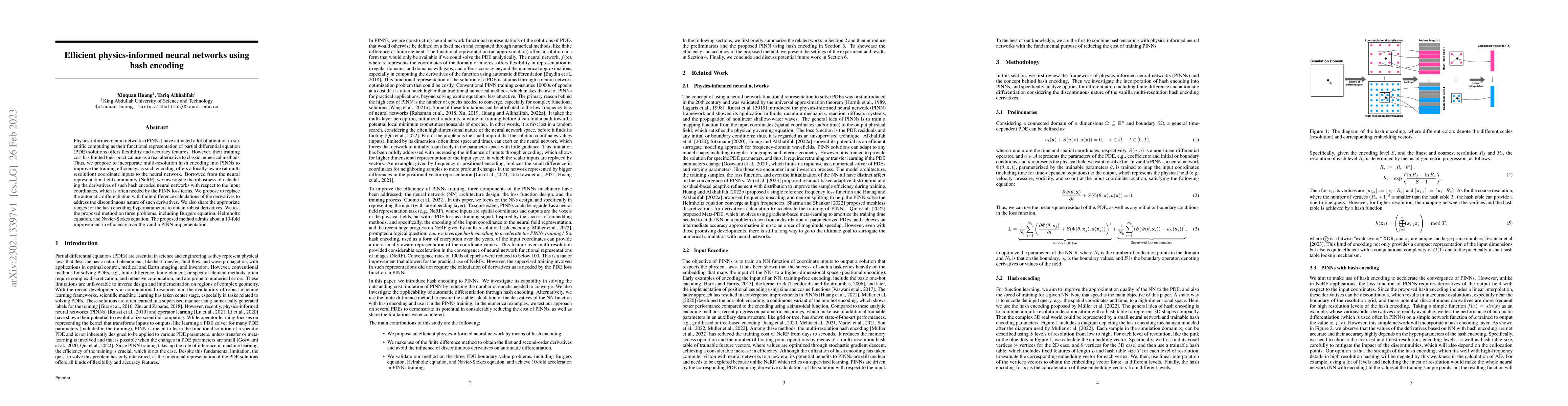 Thumbnail for Efficient physics-informed neural networks using hash encoding