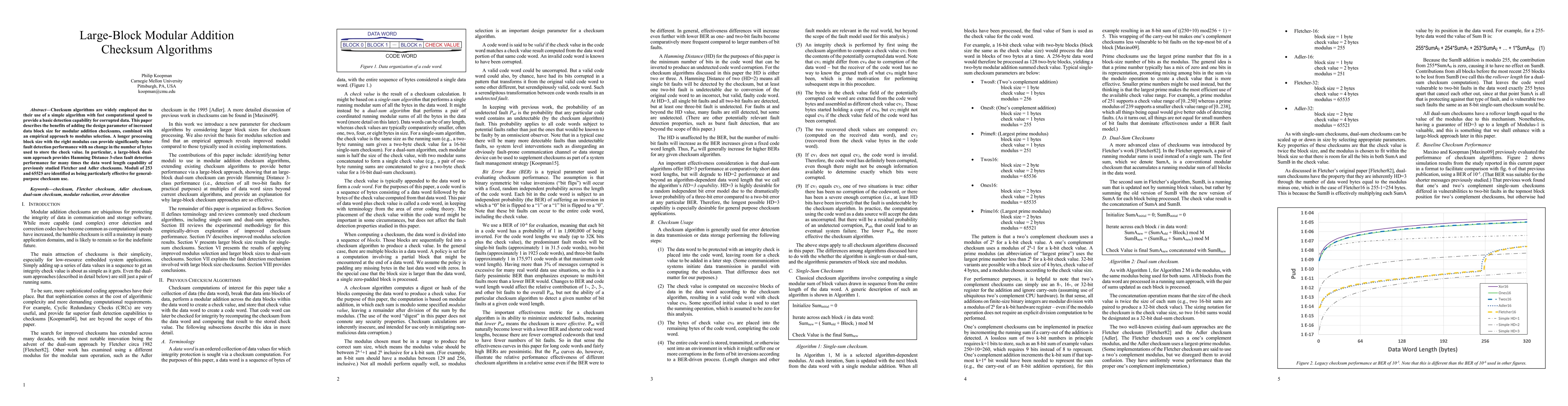 Thumbnail for Large-Block Modular Addition Checksum Algorithms