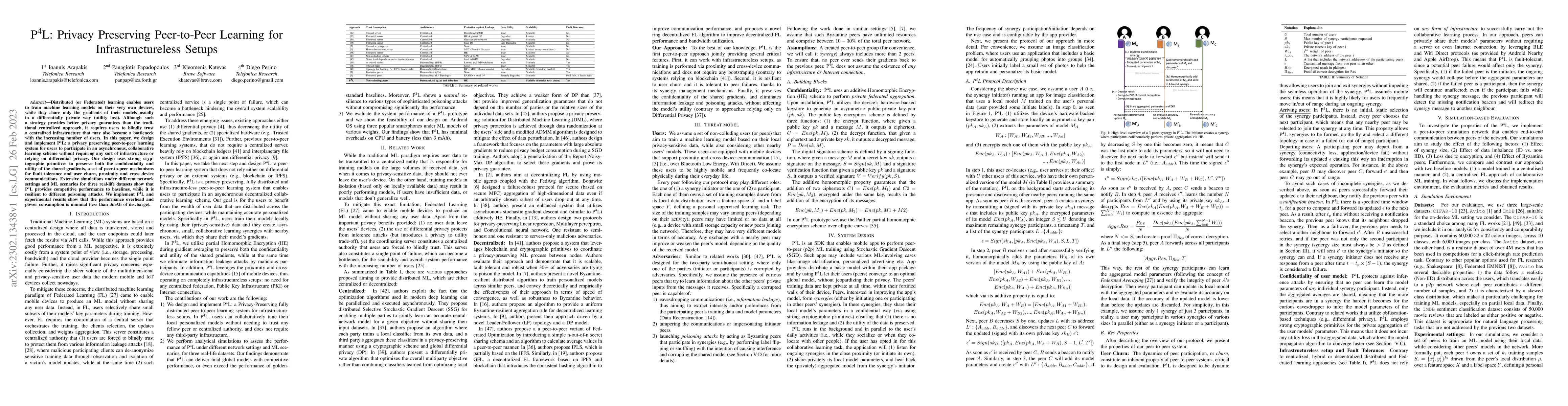Thumbnail for P4L: Privacy Preserving Peer-to-Peer Learning for Infrastructureless
  Setups