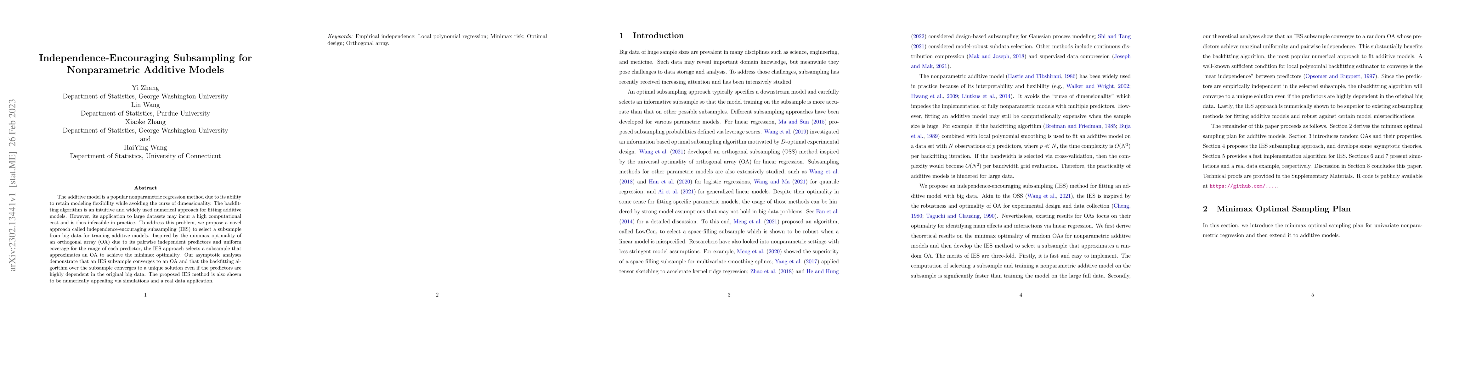 Thumbnail for Independence-Encouraging Subsampling for Nonparametric Additive Models