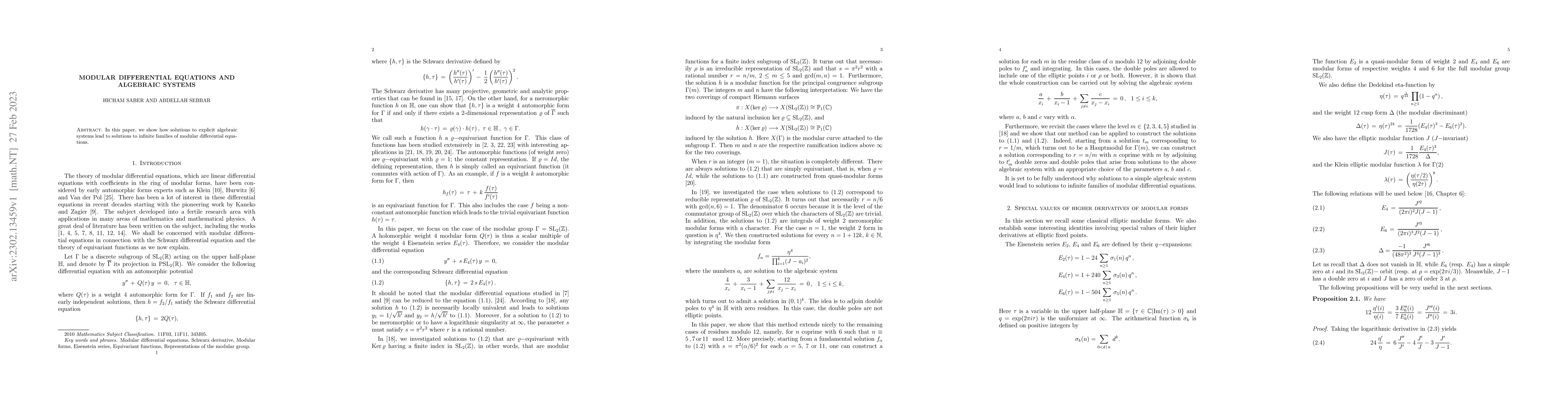 Thumbnail for Modular differential equations and algebraic systems
