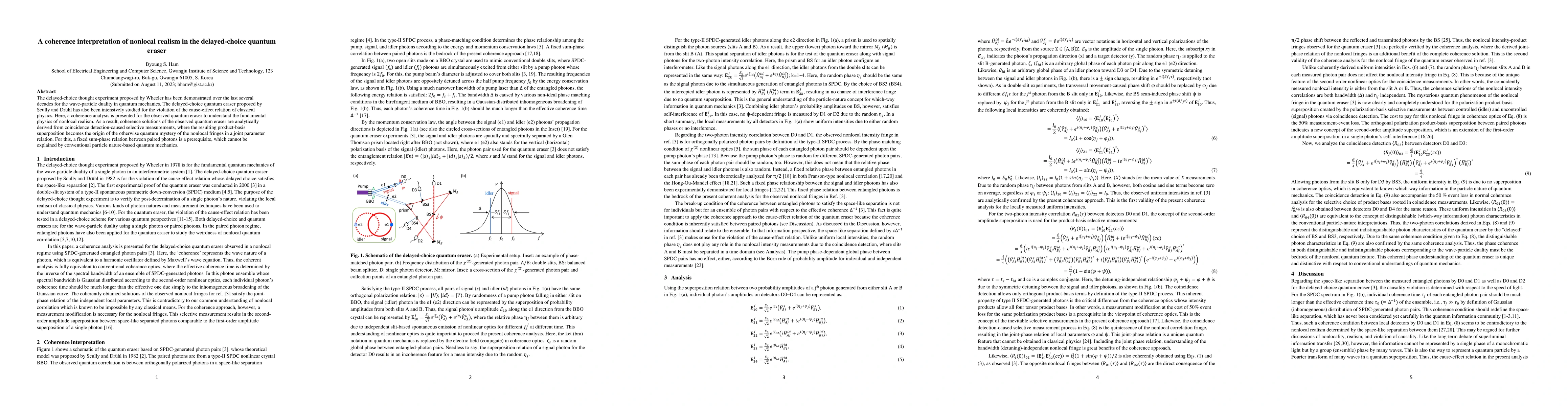 Thumbnail for A coherence interpretation of nonlocal realism in the delayed-choice
  quantum eraser