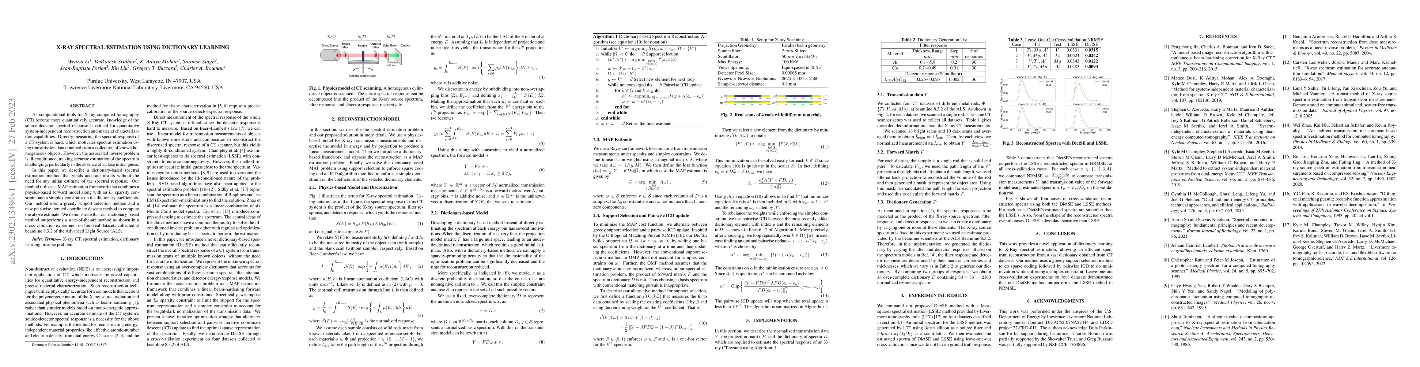 Thumbnail for X-ray Spectral Estimation using Dictionary Learning
