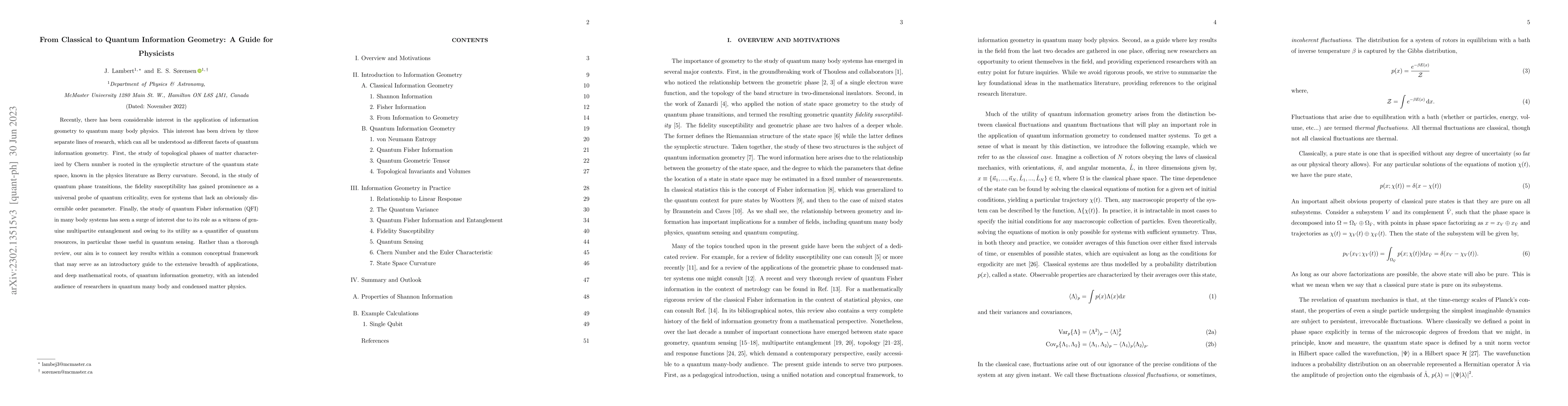Thumbnail for From Classical to Quantum Information Geometry: A Guide for Physicists