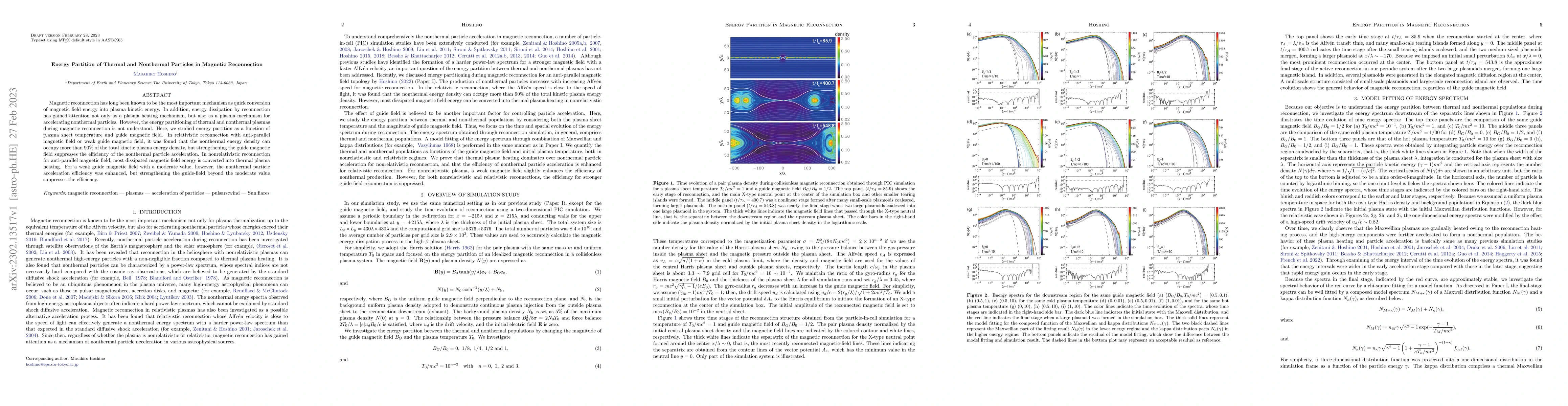 Thumbnail for Energy Partition of Thermal and Nonthermal Particles in Magnetic
  Reconnection