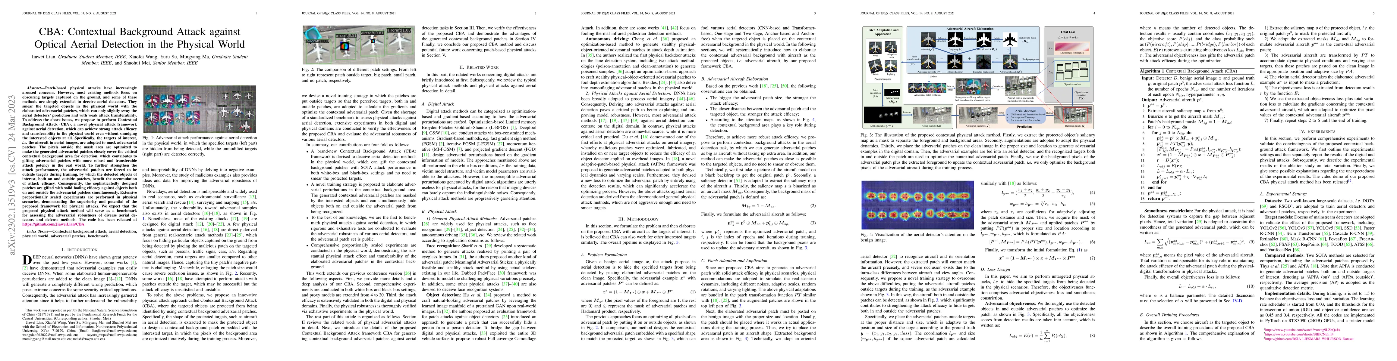 Thumbnail for CBA: Contextual Background Attack against Optical Aerial Detection in
  the Physical World