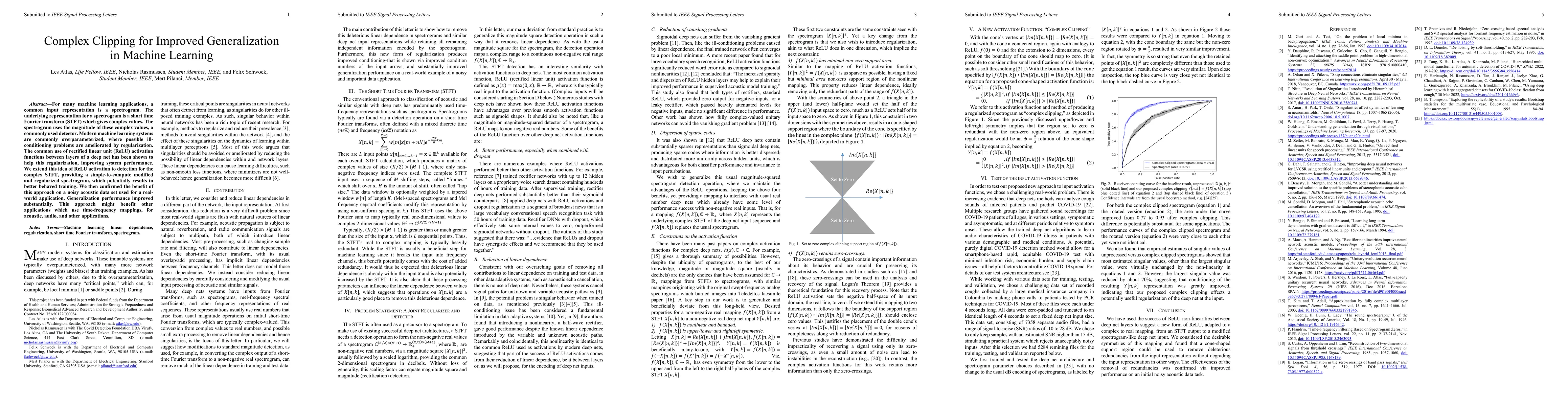 Thumbnail for Complex Clipping for Improved Generalization in Machine Learning