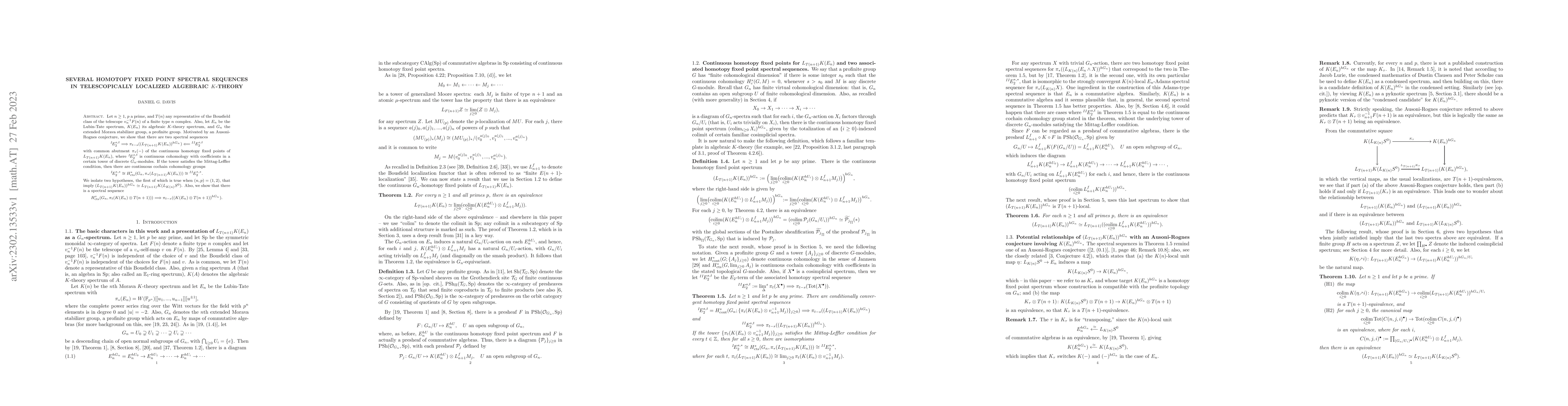 Thumbnail for Several homotopy fixed point spectral sequences in telescopically
  localized algebraic $K$-theory