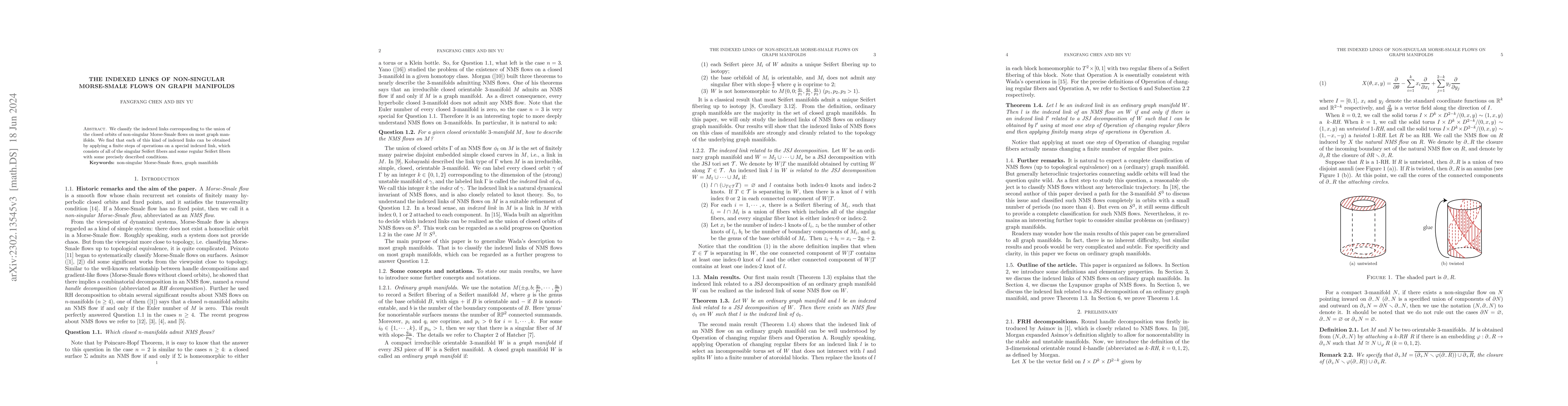 Thumbnail for The indexed links of Non-singular Morse-Smale flows on graph manifolds
