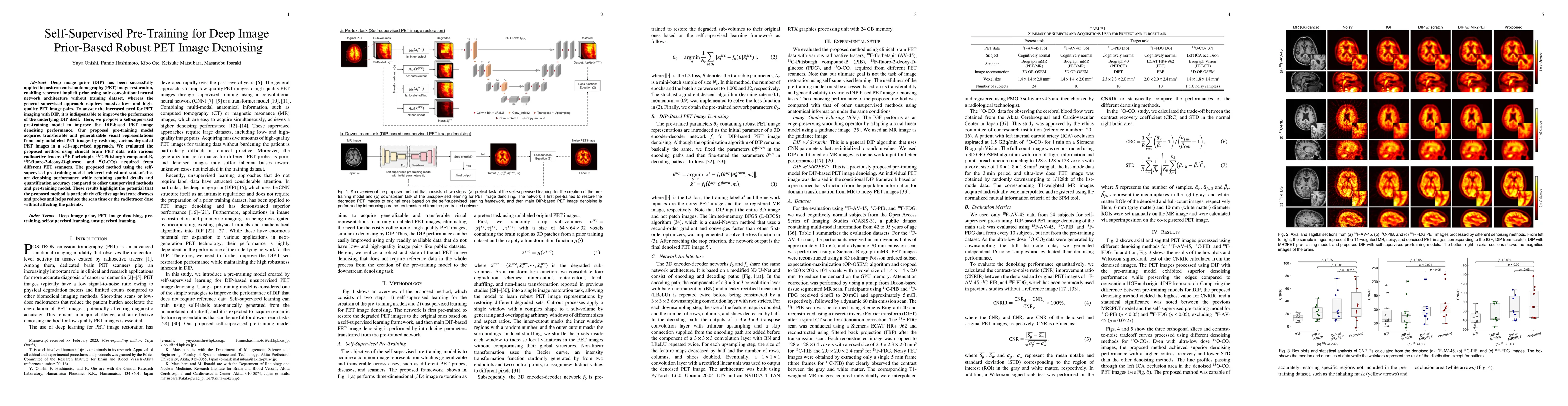 Thumbnail for Self-Supervised Pre-Training for Deep Image Prior-Based Robust PET Image
  Denoising