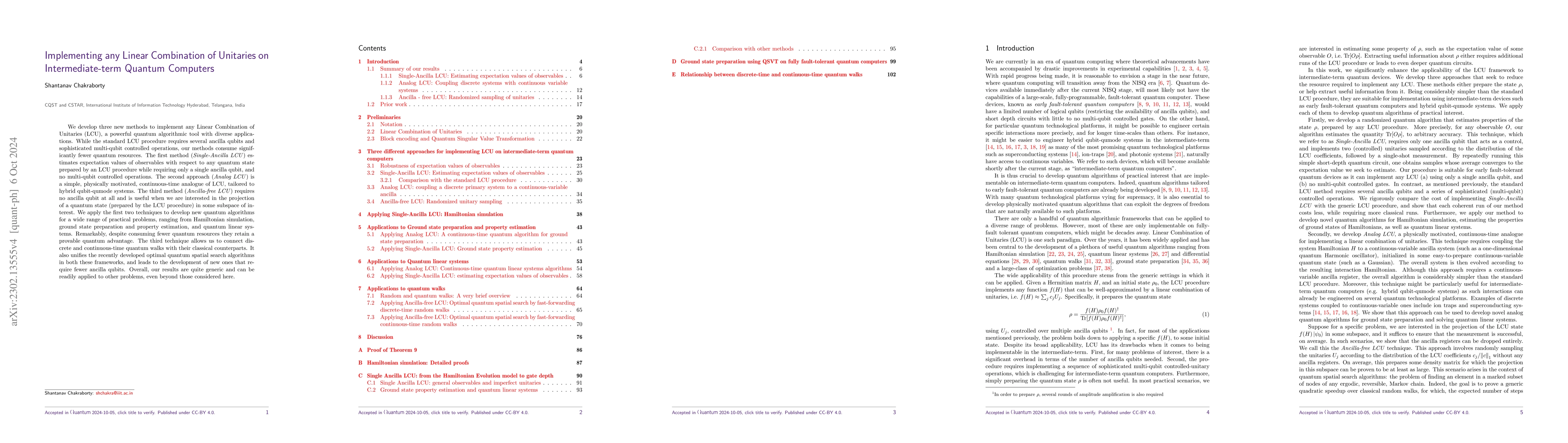 Thumbnail for Implementing any Linear Combination of Unitaries on Intermediate-term
  Quantum Computers