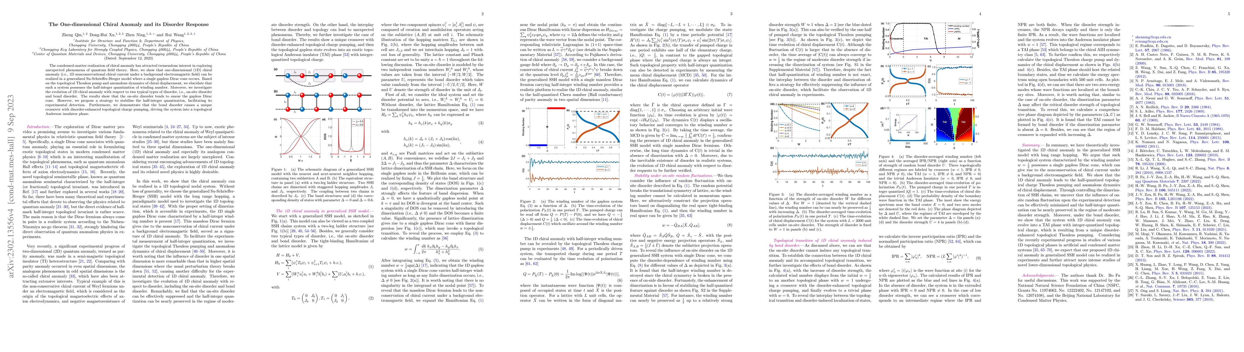 Thumbnail for The One-dimensional Chiral Anomaly and its Disorder Response