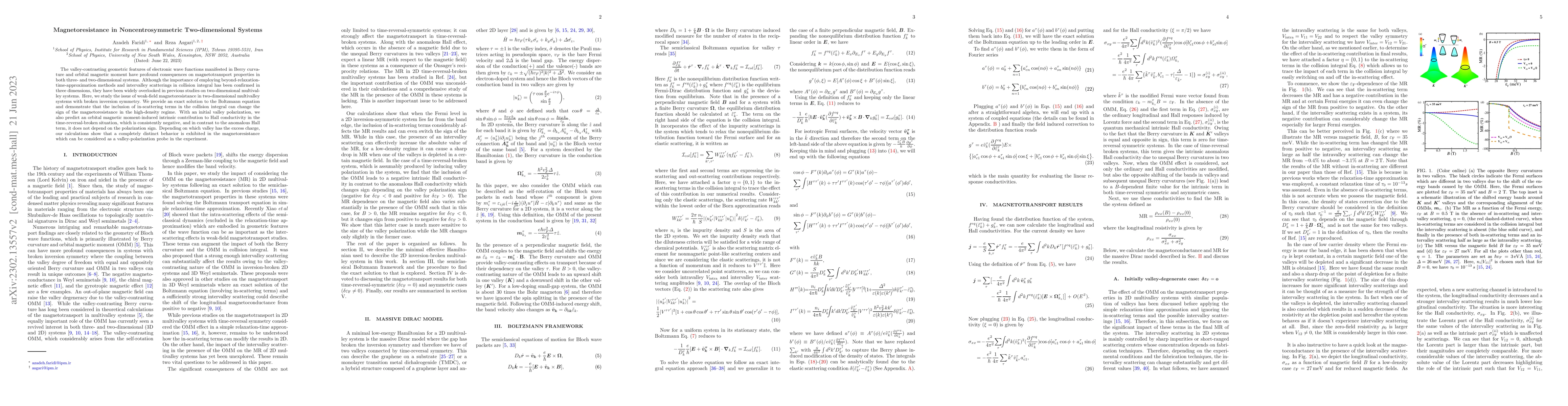 Thumbnail for Magnetoresistance in Noncentrosymmetric Two-dimensional Systems